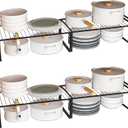 Expandable Cabinet Shelf Rack Set of 2, 13"~24" L X 8" D X 7" H Stackable Kitchen Cabinet Organizer Shelves Set of 2 for Countertop Pantry Cabinet Accessories