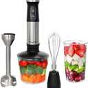 MegaChef MC-158C 4 in 1 Multipurpose Immersion Hand Blender with Speed Control and Accessories, 4in1, Silver