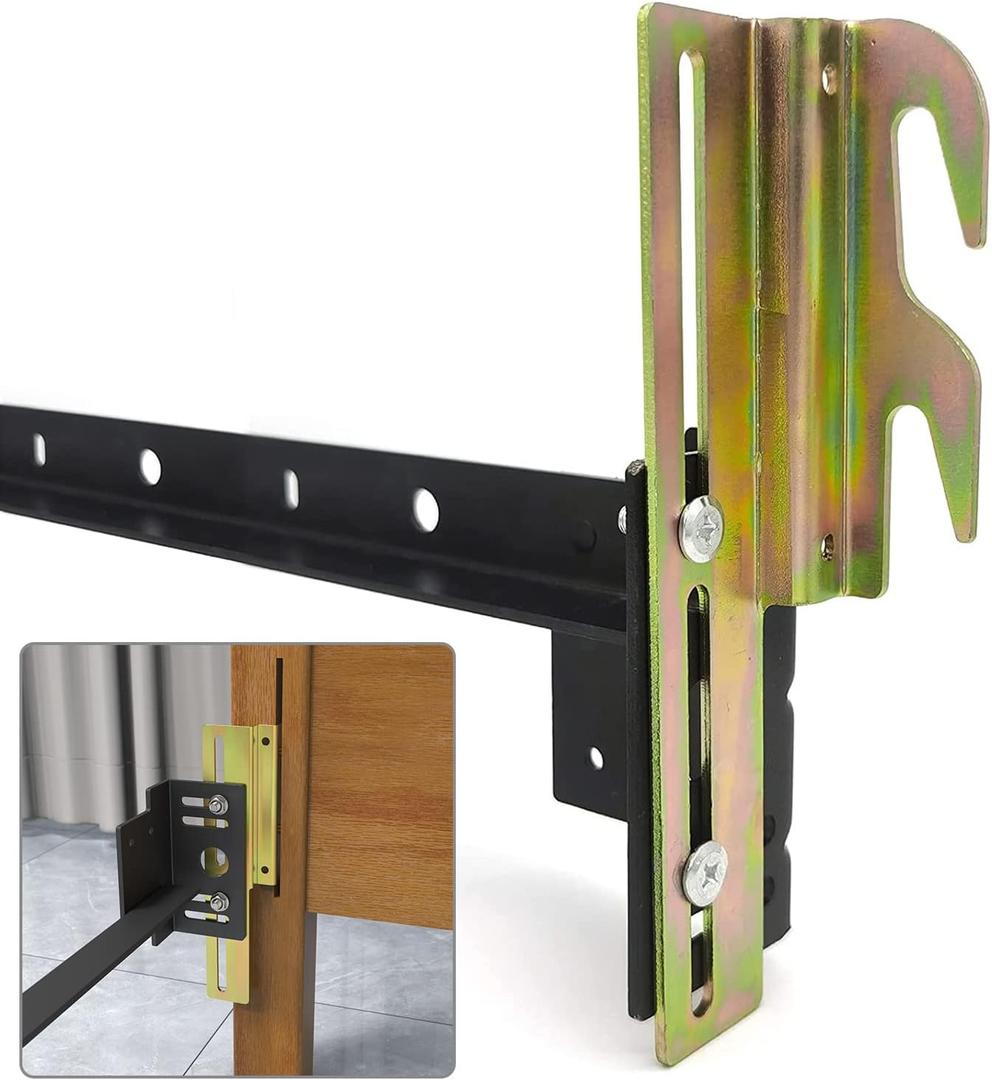 2Pcs 711 Bolt on to Hook on Bed Frame Conversion Brackets with Hardware Hook, Headboard Hook Set, Hook on Bed Frame Brackets Adapter, Hook on Bed Rail