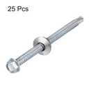 uxcell #14 x 3-9/16" Self Drilling Screws with Rubber Washer, 25pcs Zinc Plated Steel Roofing Screws Hex Head Self Tapping Screws with EPDM Washer for Metal to Metal