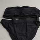 YACUN Women's High Waisted Bikini Swimsuit Two Piece Strapless Bandeau Cheeky Bathing Black L
