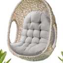MQK Egg Chair Cushion, Outdoor Cushion for Patio Swing Hammock Furniture | Button tuft, straps, thick, large, waterproof cover, pp cotton inner, indoor & outdoor swing cushion for porch yard, 48x32x7