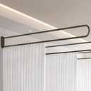 Hanging Room Divider Curtain Rod U Shaped Wall Divider for Privacy Separation Modern Room Separator Curtain Track Metal Space Divider for Bedroom, Fitting Room and Beauty Salon Privacy (Black), Pack of 1 