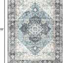 Area Rug 46, Vintage Boho Rug,Ultra-Soft Low Pile, Washable, Non Slip,Stain Resistant Printed Carpet for Living Room Bedrooms Playroom Office Kitchen, Blue/Navy