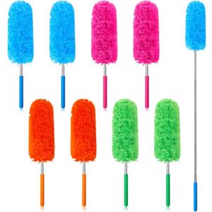 Tanlade 8 Pcs Microfiber Feather Duster for Cleaning 13-31 Inch Extendable Cobweb Dusters Ceiling Fan Duster Washable Bendable Tool for Office Car Window Furniture (Stylish Color)