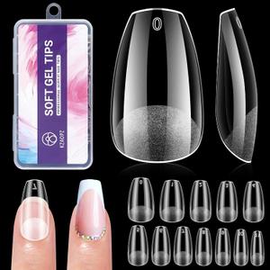 Short Coffin Gel Nail Tips: 240 PCS Pre-Shaped Full Cover False Coffin Nails Tips Acrylic Clear Fake Nails Extension for Nail Manicure Home DIY Women 12 Sizes