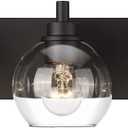 Bathroom Light Fixtures, 3-Light Matte Black Vanity Light, Modern Wall Sconces with Clear Glass Globe Shade, Bathroom Wall Lights for Mirror Kitchen Bedroom Hallway, VL195-MB-3