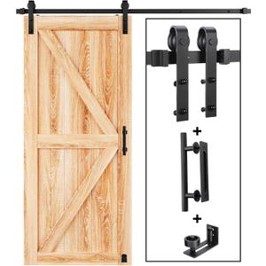 EaseLife 5.5 FT Sliding Barn Door Hardware Kit and Handle Door Hardware Kit, Basic J Pulley, Slide Smoothly Quietly, Easy Install 