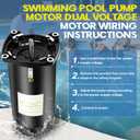 USQ1152 Pool Pump Motor - 1.5 HP Single Speed, 3450 RPM, 48Y Frame, 115/230V Dual Voltage, 19.2/9.6 Max Amps, Replacement for ASQ165 EUSQ1152, Fit for Century A.O. Smith