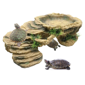 PINVNBY Turtle Basking Platform,Tortoise Resin Dock Resting Rock Reptile Habitat Ornament Hiding Cave Floating Ledge Aquarium Decoration for Bearded Dragons,Lizard,Newts,Frogs