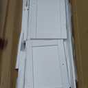 TEENFON Bathroom Floor Storage Cabinet, Freestanding Bathroom Storage Unit with 2 Adjustable Shelves & 4 Doors, White