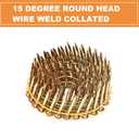 3600 Count Coil Roofing Nails 1-3/4-Inch x .120-Inch for Roofing Nail Gun, 15 Degree Round Head Wire Weld Collated Roofing Nail, Smooth Shank Electro Galvanized Air Nails for Roofs
