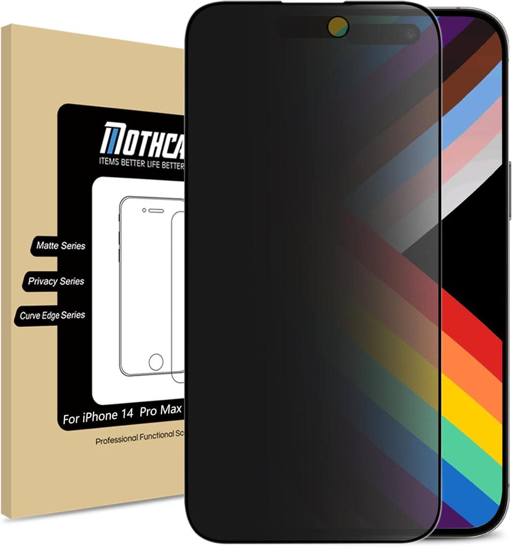 Mothca Matte Privacy Screen Protector for iPhone 14 Pro Max 6.7-inch with Alignment Sticker, Anti-Spy Anti-Glare Full Coverage Tempered Glass Anti-Fingerprint Shield Smooth & No Dark, Easy to Install