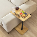 Bamboo Couch Table,Adjustable C Shaped Side Table with Phone Stand,360°Swivel TV Trays for Eating on Couch, Bedroom or Livingroom,Small Spaces,Oblong.