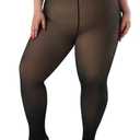Spring Water Plus Size Fleece Lined Tights Women Thermal Winter Warm Thick Sheer Black Skin Tone Translucent, XL-2XL