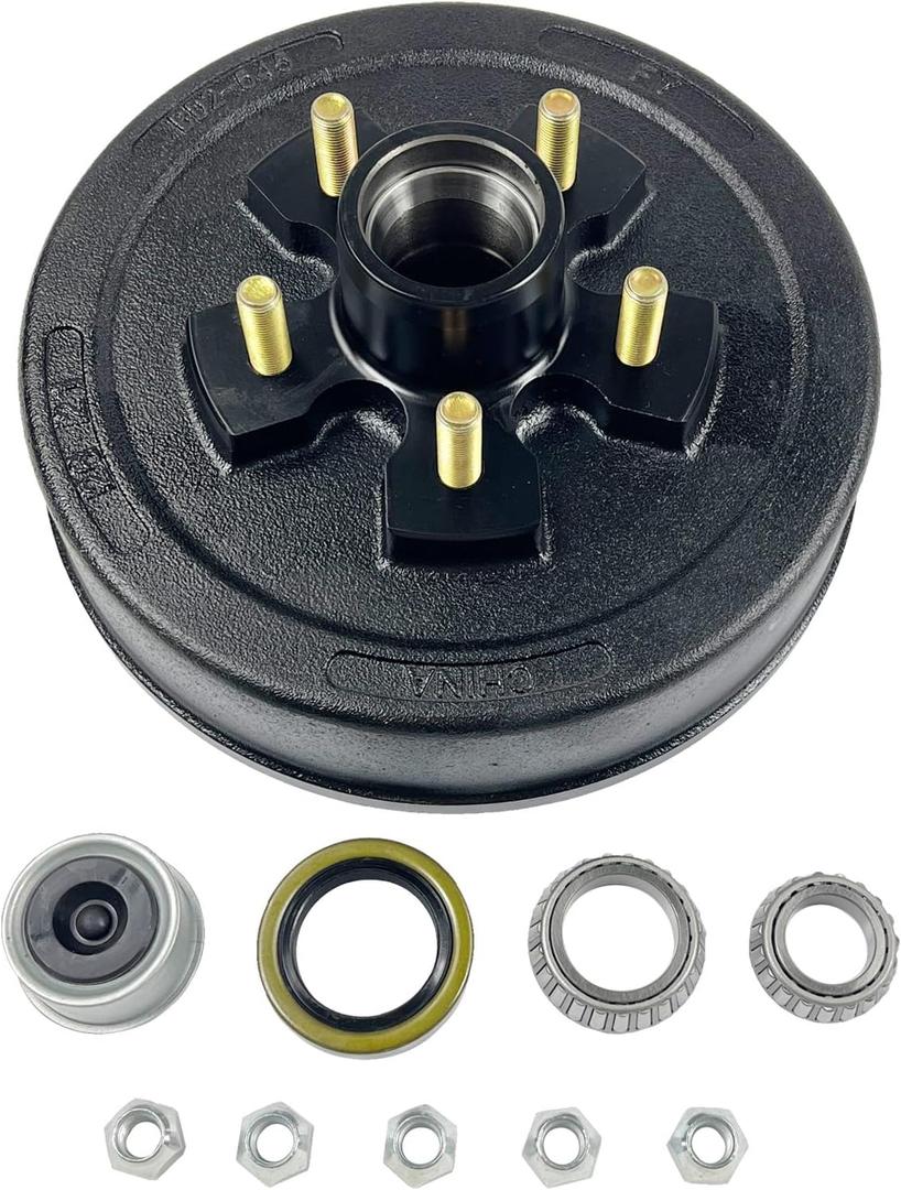 Heavy Duty 10" x 2-1/4" Trailer Brake Hub Drum, 5 on 4.5" for 3500 Lbs Axle | Direct Replacement for 008-247-05, 84546 | Precision-Fit 5 on 4.5" Bolt Pattern | Durable Chrome Steel & Anti-Rust Coating