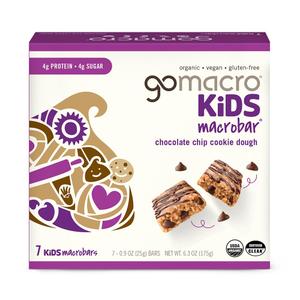 GoMacro Kids MacroBar Organic Vegan Snack Bars - Chocolate Chip Cookie Dough (0.90 Ounce Bars, 7 Count)