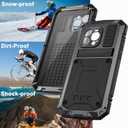 2 x Ninki Case for iPhone 15 Pro - Metal Case with Screen Protector, Shockproof Aluminium Silicone Body, Kickstand, Black