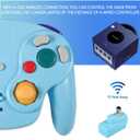 PGYFDAL Wireless Game Cube Controller, 2 Pieces 2.4G Wireless Classic Gamepad with Receiver Adapter for Wii Game Cube NGC GC (Black and Blue)