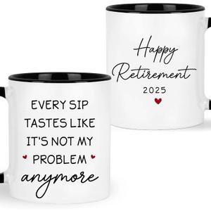 Retirement Gifts For Men, Women, Teacher, Coworker - Funny Retired Coffee Mug - Not My Problem Cup - Ideas for Friend, Colleague, Boss For Retired, Birthday, Christmas Presents