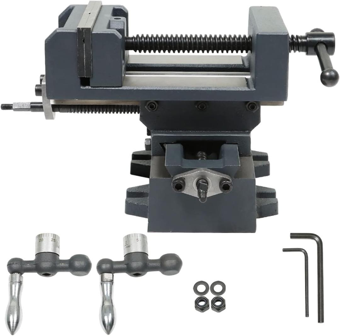 findmall 4 Inch Cross Slide Drill Press Heavy Duty Benchtop Cross Slide Vise X-Y Compound Vise Fit for CNC Milling Machine, Drilling Machine and other Mechanical Equipment