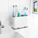 Toothbrush and Toothpaste Holders for Bathrooms Countertop - Detachable 5 Slots Kids Electric Toothbrush Holders Set Wall Mounted with Removable Dividers for Bathroom Decor and Accessories Organizer