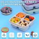 LCHLZZ 4 Pack Snack Containers, Divided Bento Snack Box, 4 Compartments Reusable Meal Prep Lunch Containers for Kids Adults, Food Storage Containers for School Work Travel