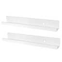 Evron Acrylic Floating Shelves – 2-Pack White Wall Shelf for Bathroom, Bedroom, or Kitchen – Easy Installation with Adhesive (No-Drill) or Screws (Drill Required) – 13.8" Modern Rack (White 2 Pack)