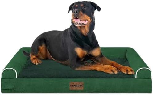 NANUYA Large Dog Bed Orthopedic Washable: Beds Bolster XXL Bed Big XLarge Dogs Egg Crate Foam Sofa Couch Waterproof Removable Cover - Emerald