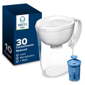 Brita Water Pitcher, Everyday Elite Filter, Removes 99% of Lead, Includes 1 Filter, 10-Cup Capacity, White