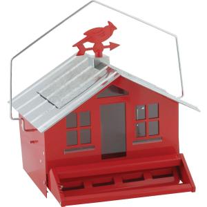 Perky-Pet 338 Squirrel-Be-Gone II Country House Bird Feeder with Weathervane, 8 lb, Red, 14W x 11.3D ins.