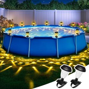 SUNCKET Solar Pool Lights for Framed Above Ground Pools, Waterproof Lights at Night Backyard Pool Accessories, RGB Color Light for Frame Swimming Pools, 4 Pack