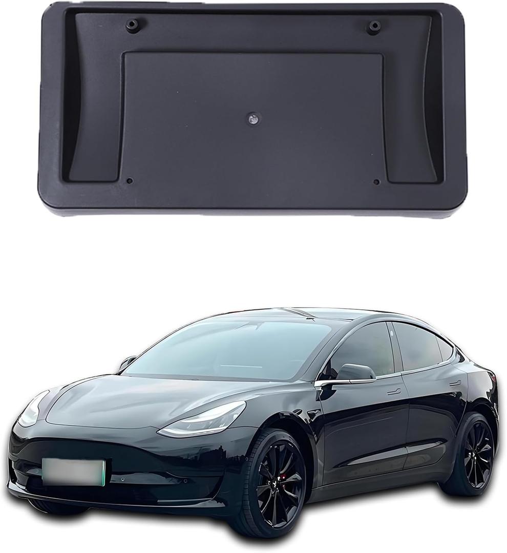 License Plate Frame Bracket for Tesla Model 3 2018-2021 / Model Y 2020-2024,Front Bumper License Plate Holder Mount Adapter Relocation Kit Accessories Replacement for TA1068101/109682900G