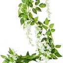2.2/1.8M Artificial Eucalyptus Leaves Garland Green Willow Vines Plants for Wedding Home Party Arch Wall Garden DIY Decoration (Color : White)