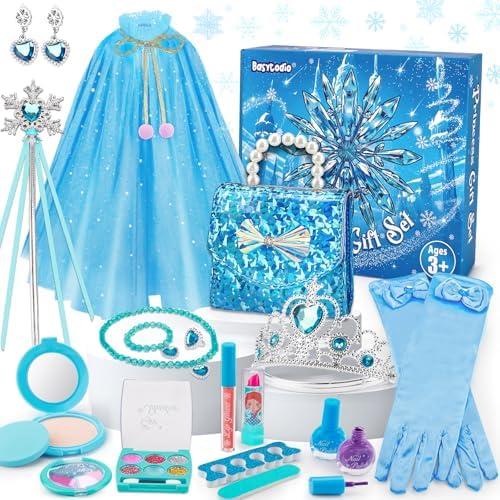 Frozen Toys Makeup & Dress Up Set for Girls 3 4 5 6 Year Old Kids Makeup Kit Princess Real Make up Pretend Play Toy Frozen Costumes Nail Polish Set Birthday Gifts for Girls Toddlers Ages 3-5 4-7 6-8