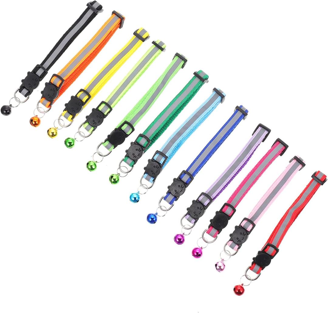 12pcs Wear-resistant Cat Bells Reflective Design for Outdoor Fun Mixed Colors for Pets for Holidays and Parties