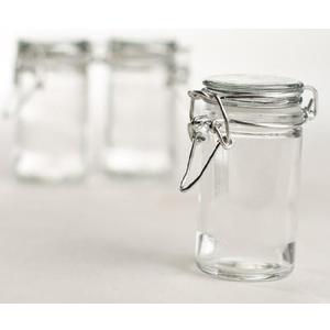 Set of 12 Small Glass Jars with Glass Lids and Metal Bails