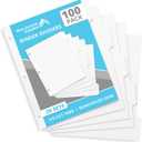 Blue Summit 3 Ring Binder Dividers with Tabs, Reinforced Edge, 1/5 Cut, Letter Size, 5 Tab Dividers for 3 Ring Binder Bulk, White, 20 Sets, 100 Pack