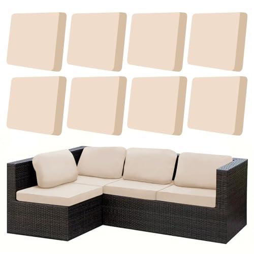 Thankyall 8Pcs Patio Cushion Covers, Stretch Cushion Covers Replacement, Replacement Washable & Reusable Furniture Protector for Patio Couch (Peach, Cover Only)