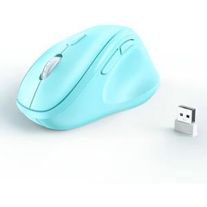 Ergonomic Wireless Mouse with USB Receiver for PC Computer, Laptop and Desktop, Ergo Mouse Vertical with Silent Clicks Long Battery Life, Up to 1600 DPI & 1 AA Battery Powered, Blue