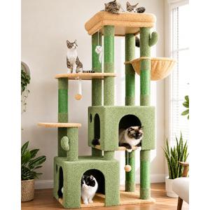 Globlazer Heavy Duty Cactus Cat Trees for Big Cats Maine Coon, F61, Green
Cat Tower for Indoor Large Adult Cats with Scratching Post, Extra Large Top Perch, Cat Condos, 61inch