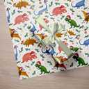 WAPLIGHAL Christmas Dinosaur Wrapping Paper - Colorful Dino Gift Wrap with Santa Hats, Holly, and Snowflakes on a White Background - 28 x 40 Inches - Perfect for Kids, Adults, and Holiday Fun