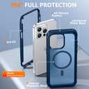 Red2Fire Magnetic for iPhone 15 Pro Max Case, [Compatible with MagSafe][Military Grade Drop Protection][Heavy Duty Shockproof] Non-Slip Translucent Matte Bumper Phone Case for iPhone 15 Pro Max 6.7" (Deep Blue)