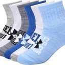 Under Armour Girls' Quarter Socks (4-6, Light Blue)