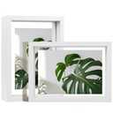 Egofine 5x7 Floating Frames Set of 2, Double Plexiglass Picture Frame, Made of Solid Wood Display Any Size Photo up to 5x7, Wall Mount or Tabletop Standing, White