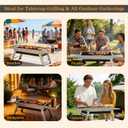 Portable Folding Charcoal Grill Tool-Free Assembly Stainless Steel BBQ Grill with Slide-Out Ash Pan & Side Trays, Compact Outdoor Barbecue for Camping, Picnic, Tailgating