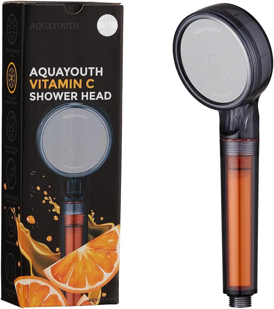 Vitamin C Handheld Shower Head | Built-in Vitamin C + Ceramic Balls Reduces Chlorine & Chloramine, While Improving Skin and Hair Health
