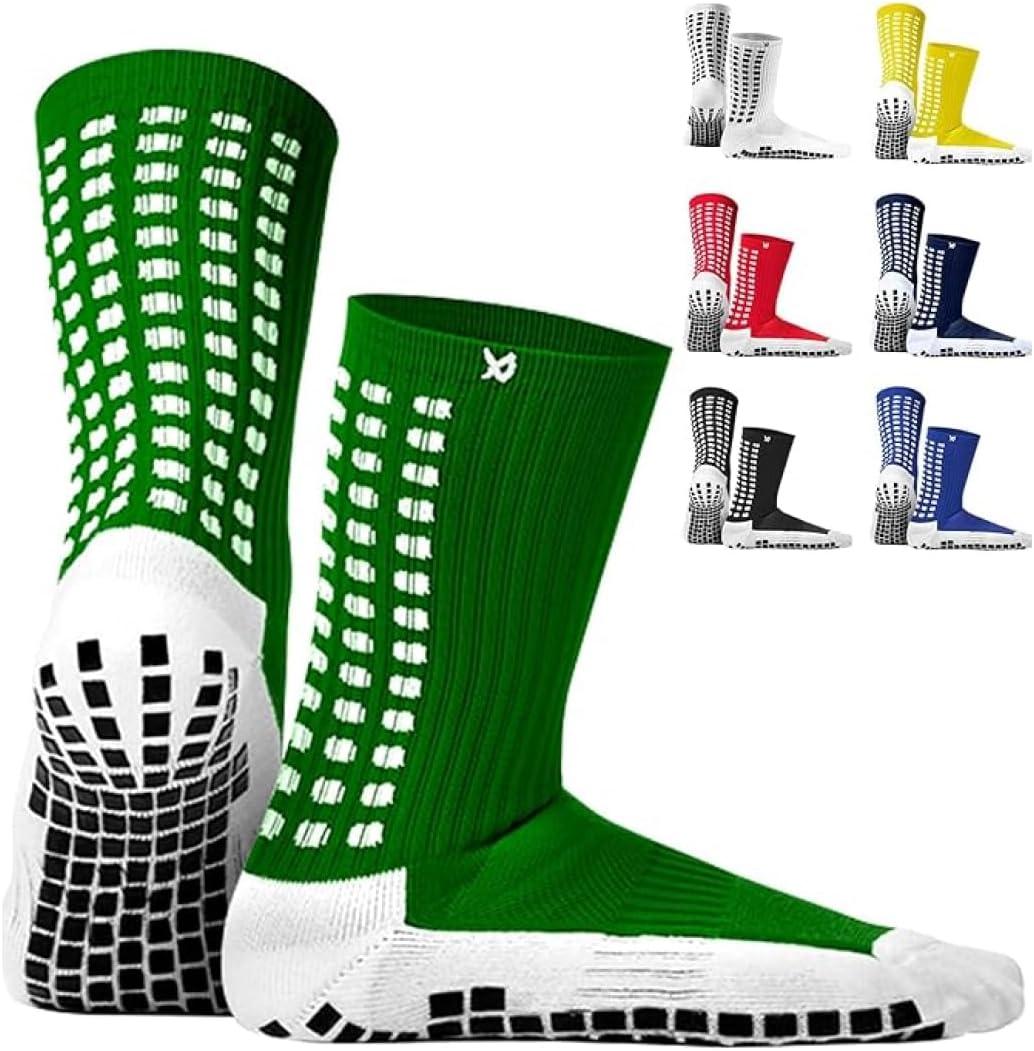 Lux Dual Grip Socks - Soccer Grip Socks for Men and Women. GripArray Performance & Comfort (Large, Green)
