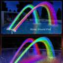 POOLHOUR Pool Fountain with 10 Colors Rainbow Lights for Above Ground/Inground Pools, Dual-Head Adjustable Pool Waterfall & Pool Sprinkler with Timer, 5000mAh Battery, Remote-Controlled, Grey