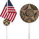FRF FLAG American Veteran Grave Marker, with 12x18 Inch USA Flag, Aluminum Veterans Plaque, Memorial Day Gifts, Suitable for Graveside Memorials to Honor Those who Served
